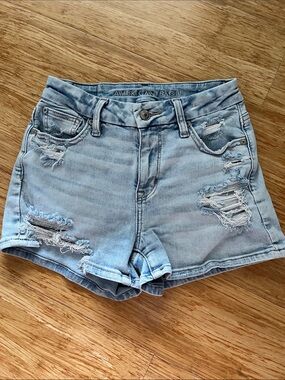 American Eagle Outfitters Light Wash Distressed Denim Shorts